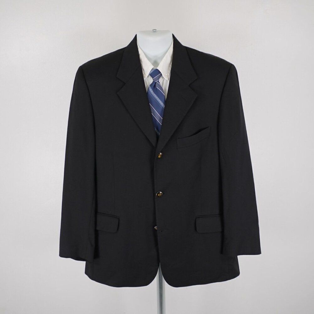 Baroni Comero Super 120s Wool Black 3 Gold / Black Button Blazer 42R Italy Made - Picture 4 of 12